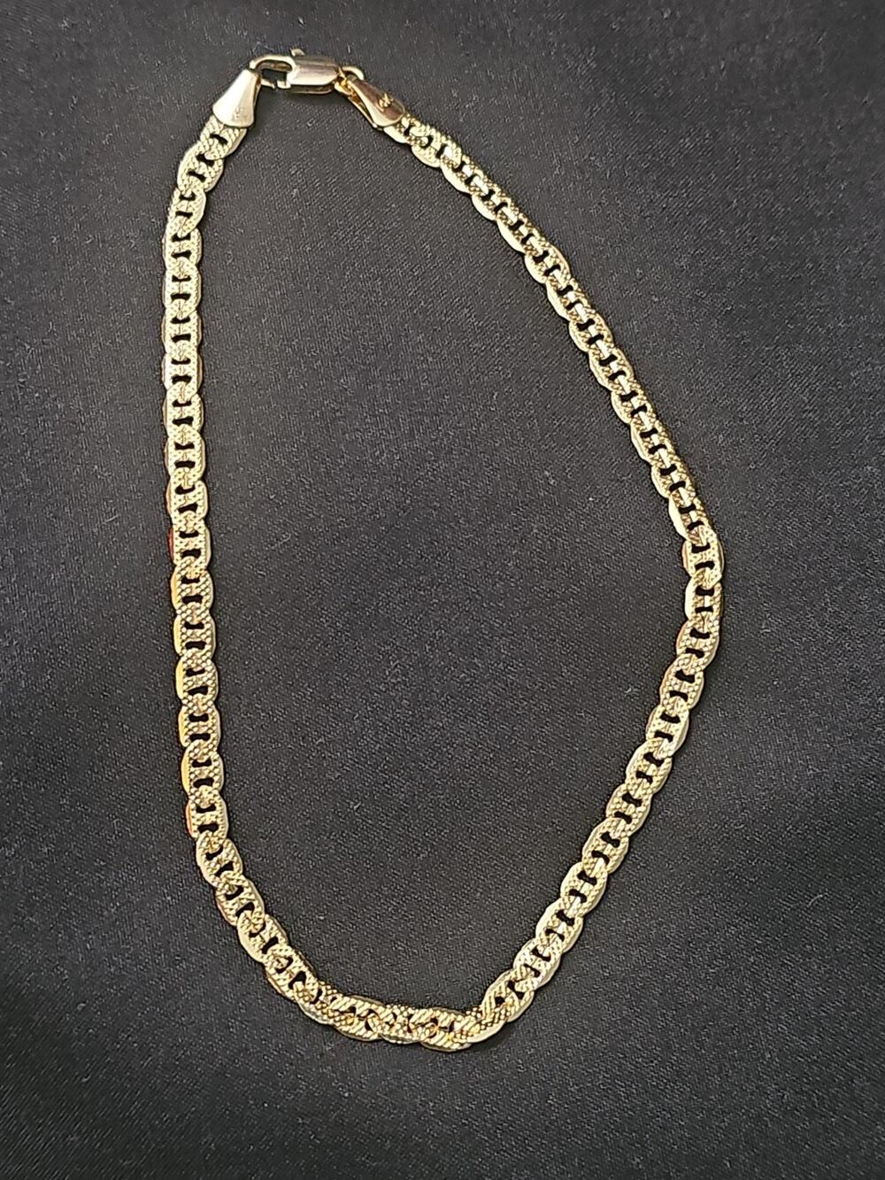 10in 14k Gold-Plated brass-3.6mm Frosted Mariner ANKLET/Bracelet